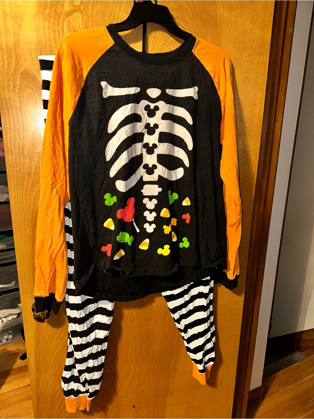 Official Disney Store Mickey Mouse Skeleton Candy Halloween Pajama Set
